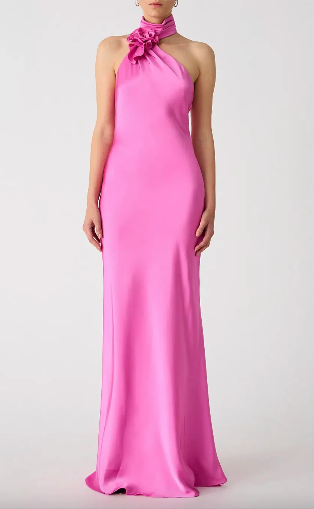 MISHA Teresa Rosette Detail Satin Gown Size 8 for rent on The Volte - main image