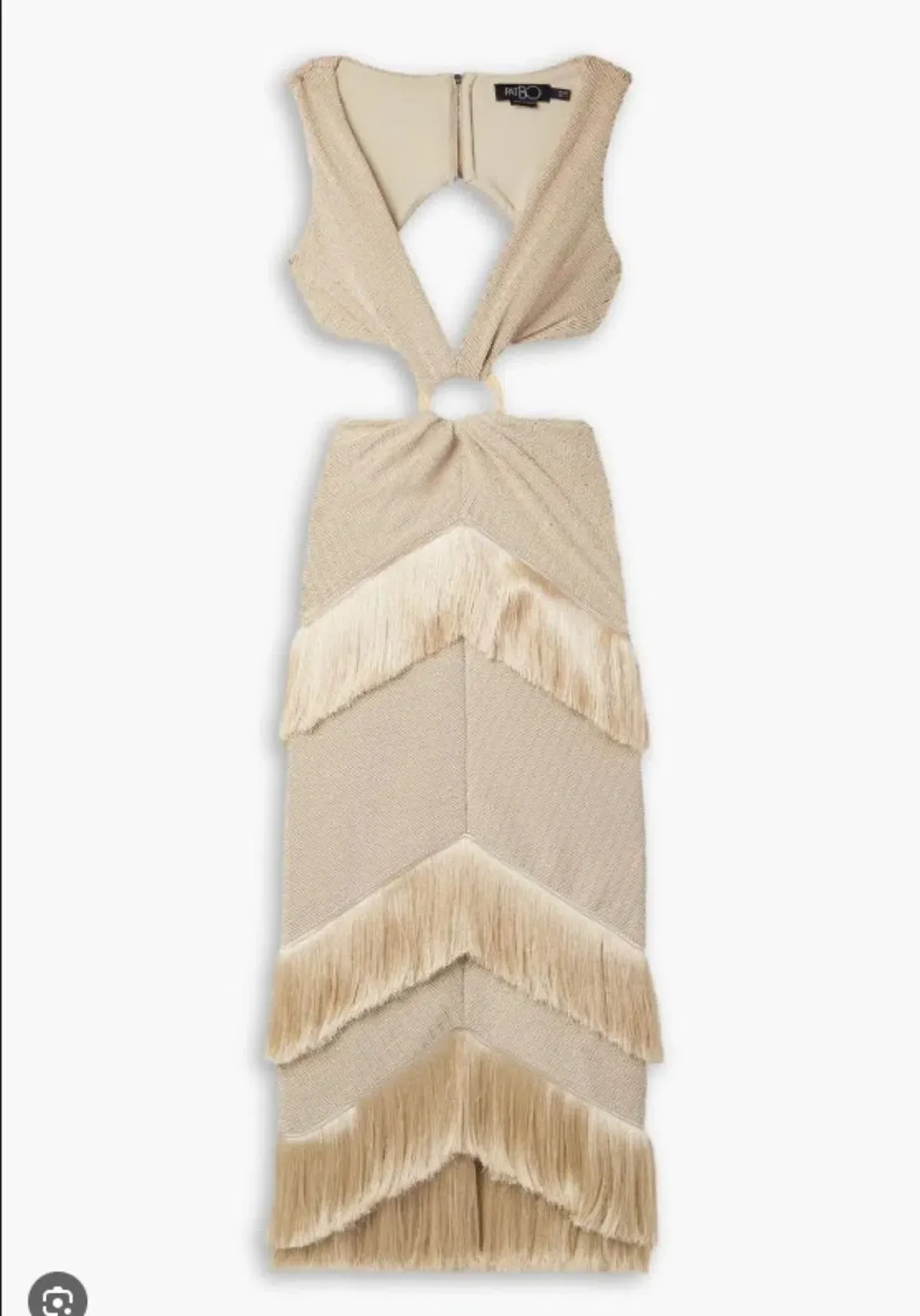 PatBo Fringed Midi Dress Gold Shimmer Tassel Size AU 10 - Image 5
