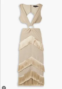 PatBo Fringed Midi Dress Gold Shimmer Tassel Size AU 10 for rent on The Volte - image 5