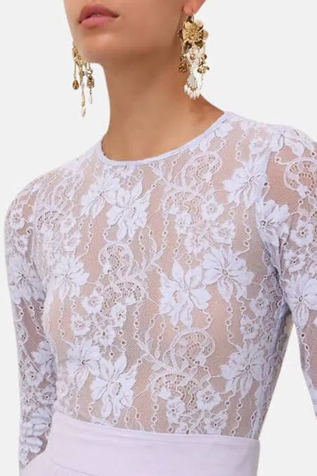 Zimmermann Long Sleeve Lace body suit & Skirt light blue for rent on The Volte - main image