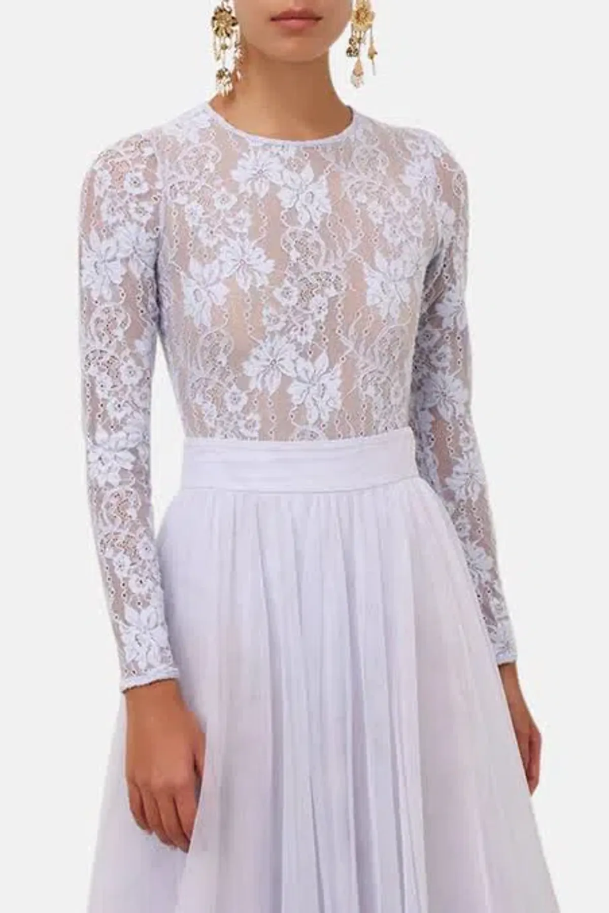 Zimmermann Long Sleeve Lace body suit & Skirt light blue - Image 5