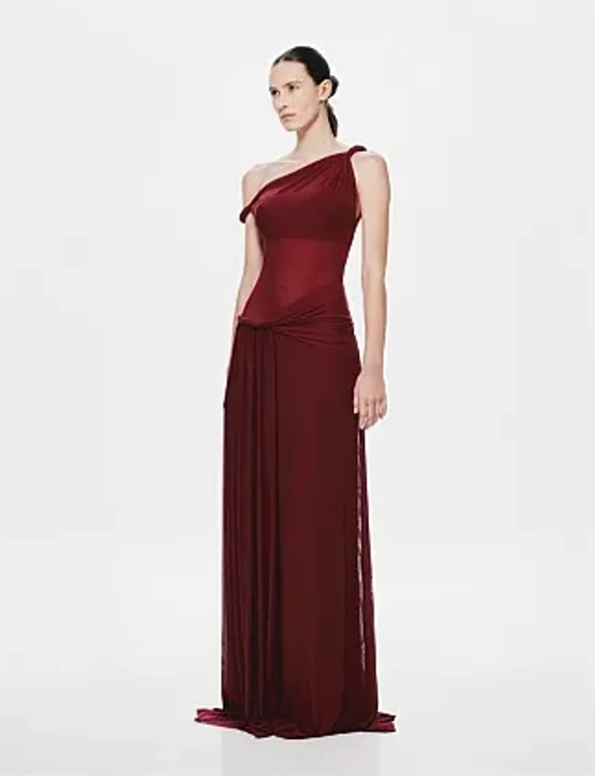 MISHA Sisal Mesh Maxi Dress Wine 8/S - Image 4
