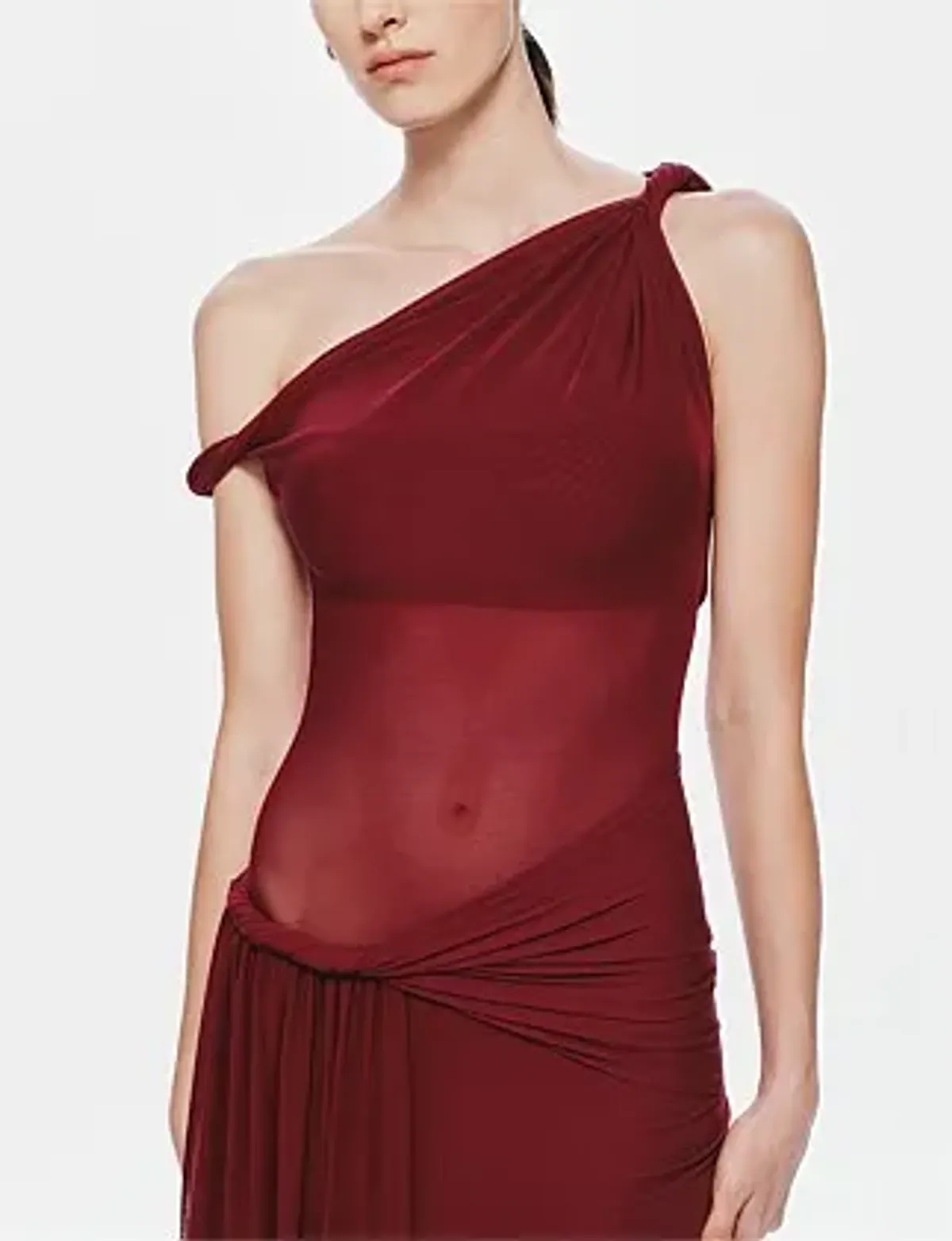 MISHA Sisal Mesh Maxi Dress Wine 8/S - Image 3