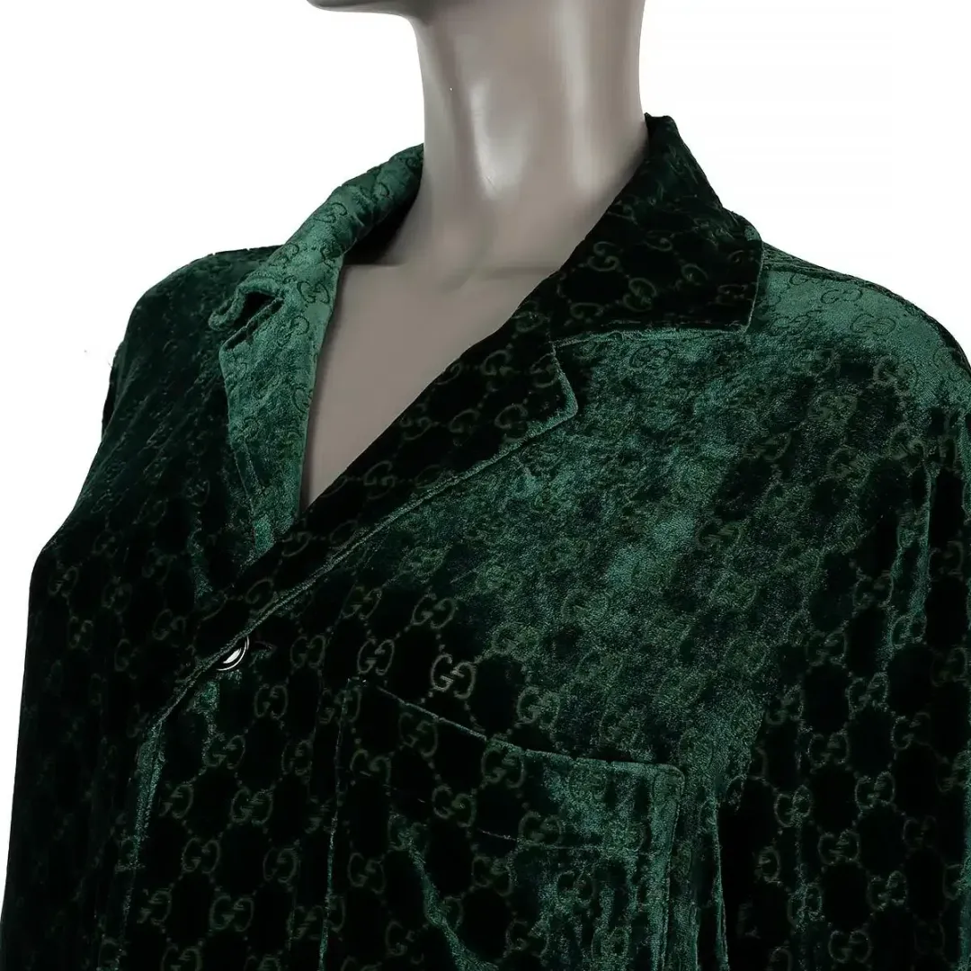 Gucci Velvet GG Monogram Set Shirt and Pants Size S for rent on The Volte - main image