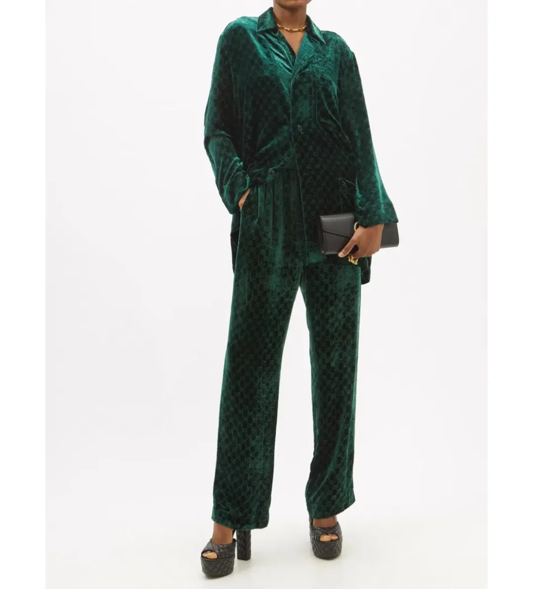 Gucci Velvet GG Monogram Set Shirt and Pants Size S for rent on The Volte - main image