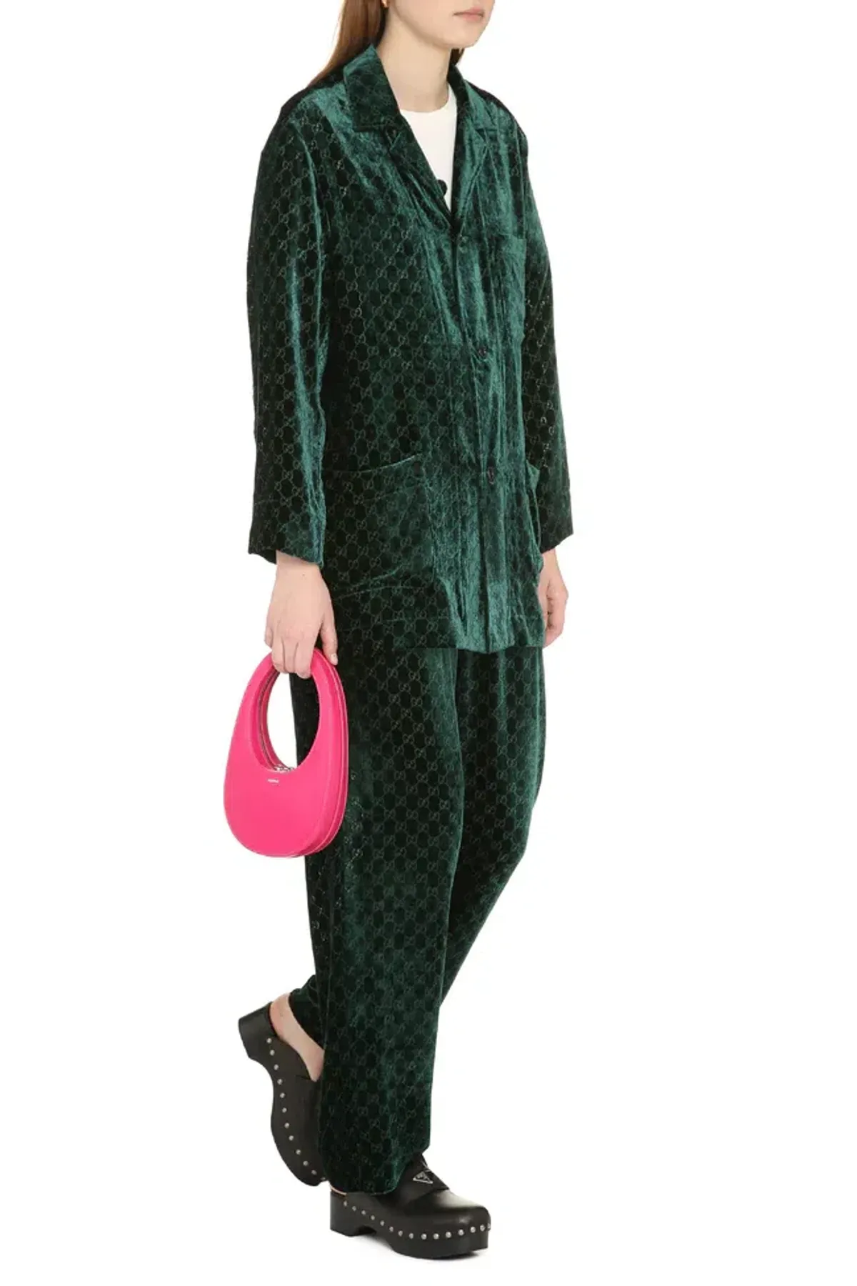Gucci Velvet GG Monogram Set Shirt and Pants Size S - Image 2