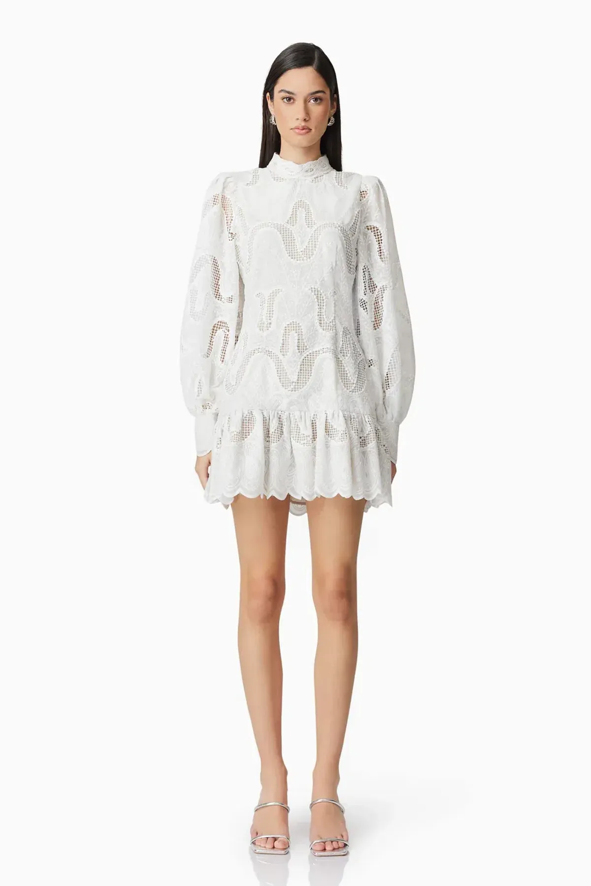 Elliatt Eliza Long Sleeve Mini Dress White Size 14 - Image 1