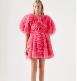 Aje Amour Ruffle Mini Dress Pink Size 10 for rent on The Volte - image 2