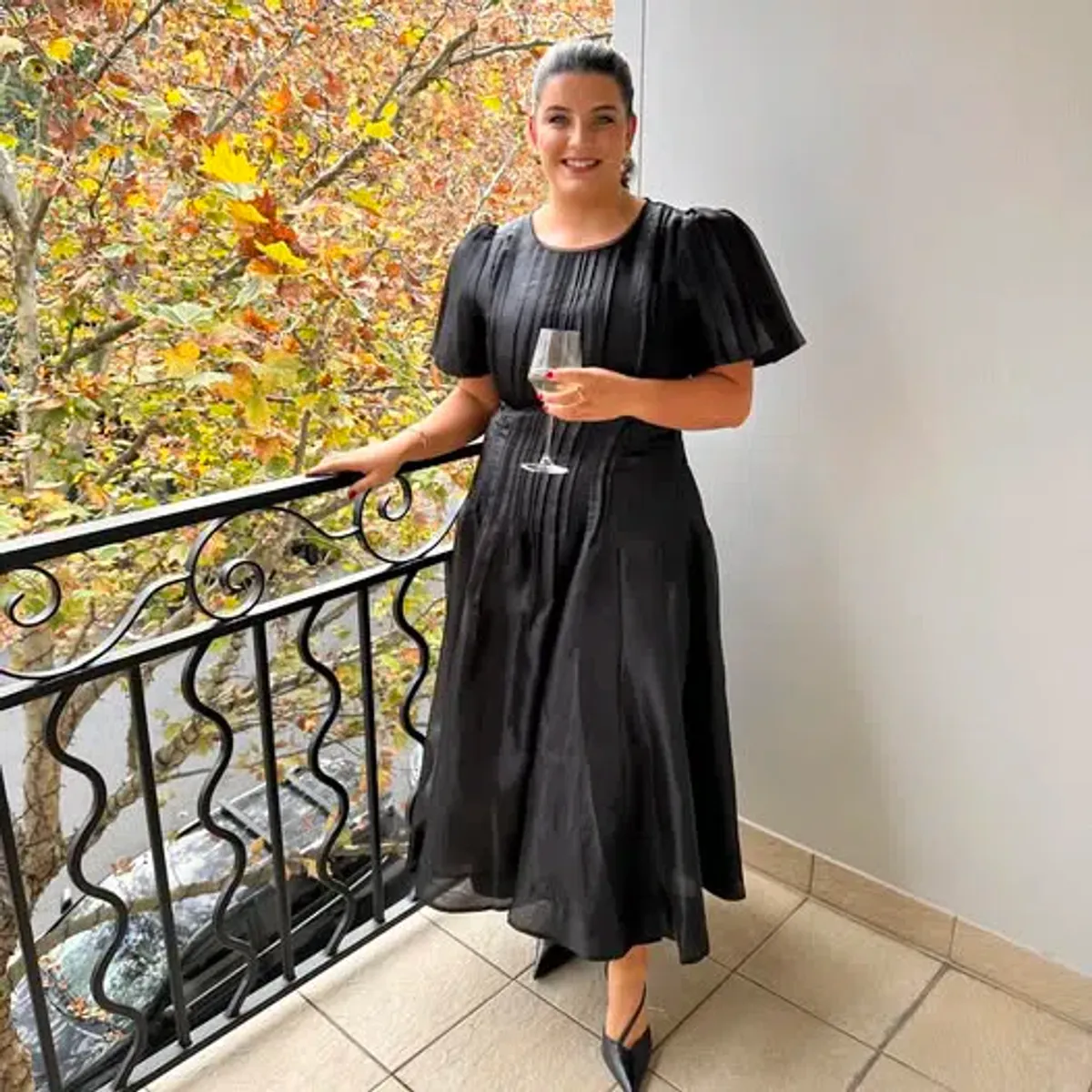 Aje Nova Pleated Midi Dress Black Size AU 14 - Image 1