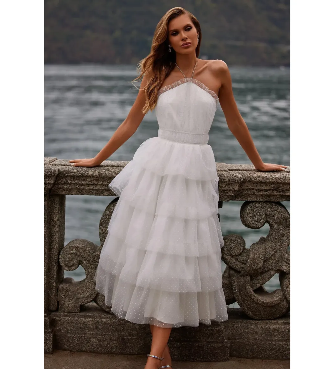 Alamour Barbara Midi Dress White Size L AU 12 for rent on The Volte - main image