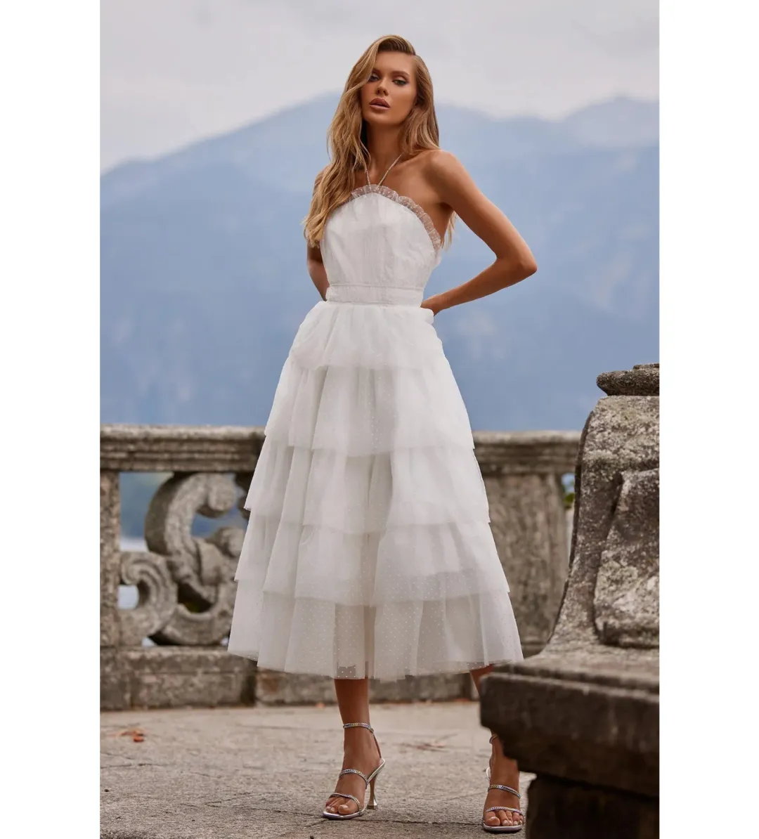Alamour Barbara Midi Dress White Size L AU 12 for rent on The Volte - main image