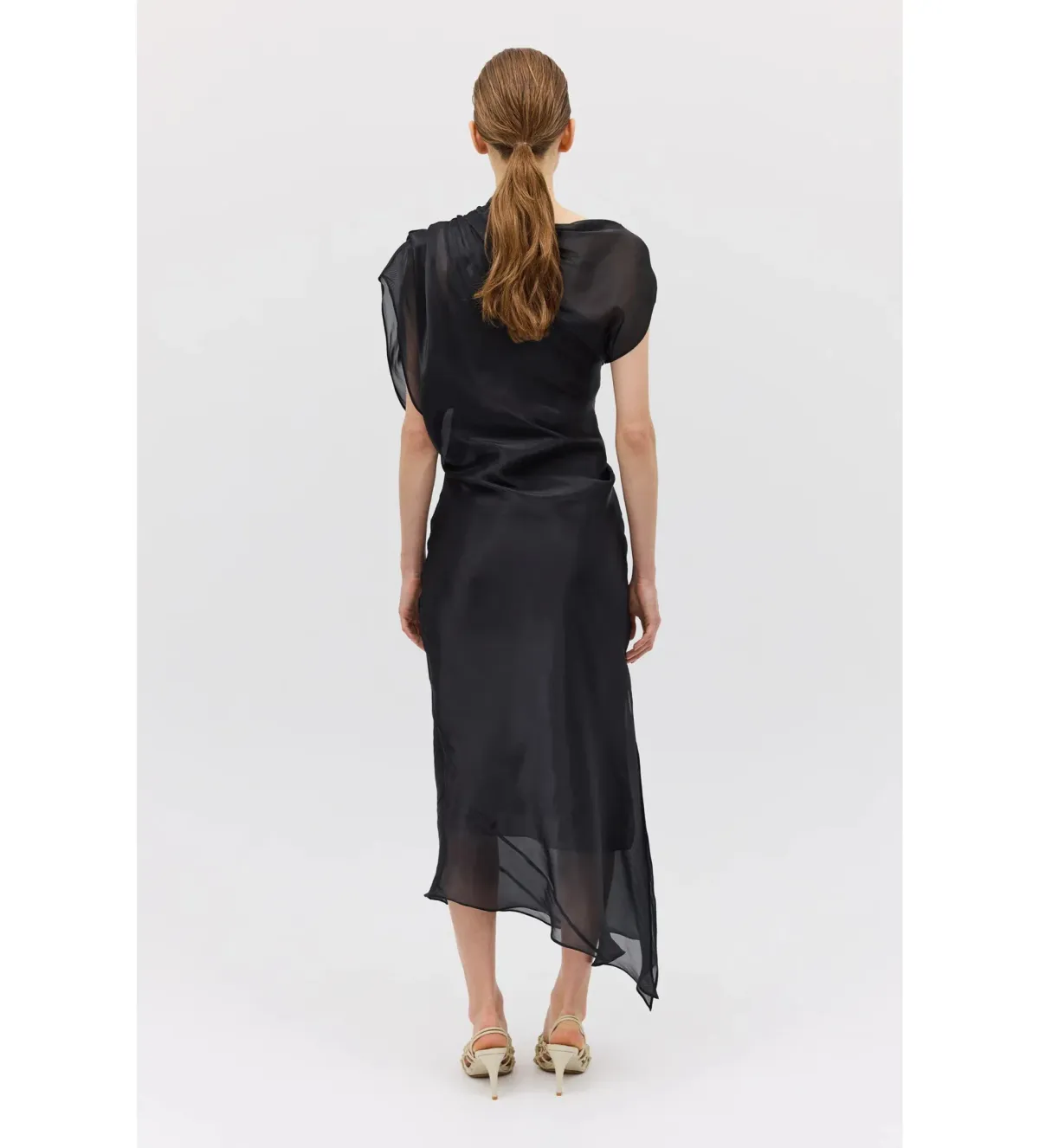 Bianca Spender Liquid Organza Decode Midi Dress Black Size AU 8 - Image 5