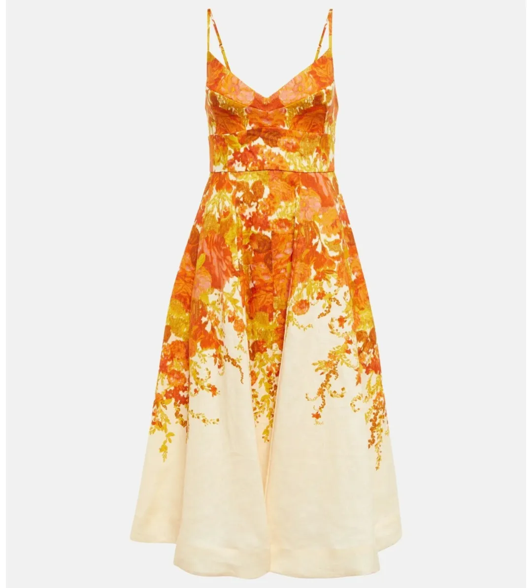 Zimmermann High Tide Picnic Linen Midi Dress Citrus Ikat Size 3 AU 14 for rent on The Volte - main image