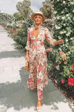 Zimmermann Honour Plunge Long Dress Multi Floral Size 1 / AU 10 for rent on The Volte - image 5