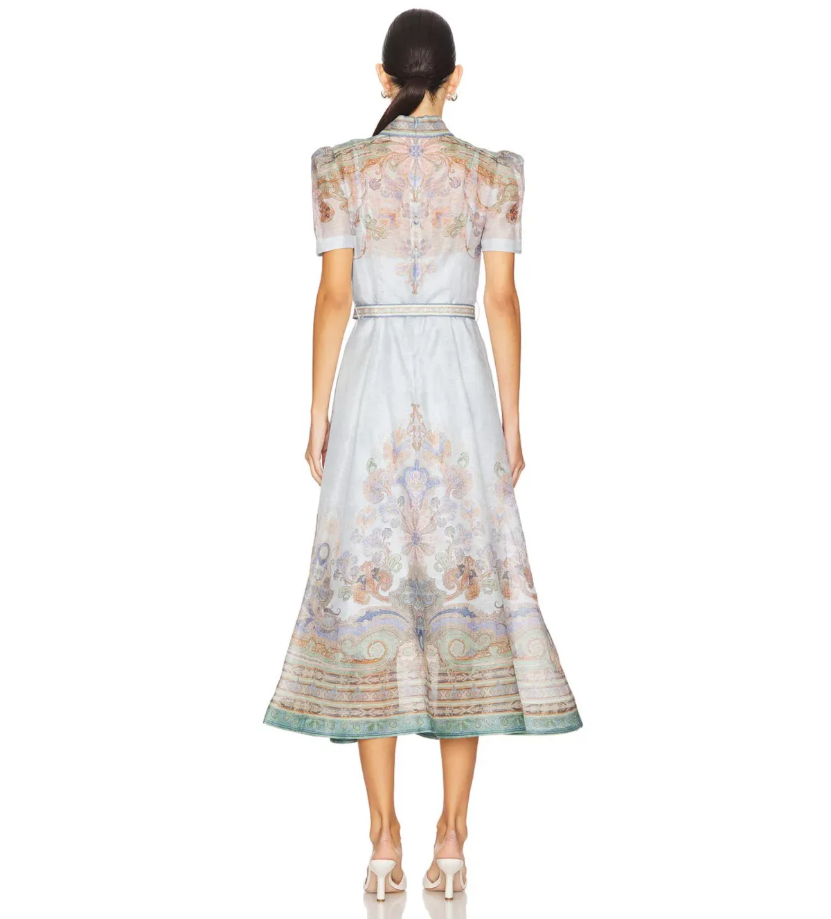 Zimmermann Eden Belted Midi Dress Blue Paisley Size 3 AU 14 - Image 3