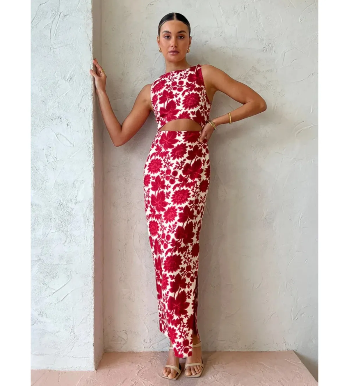 Sir the Label Cinta Cut Out Midi Dress Valentina Floral Size 0 AU 6 for rent on The Volte - main image