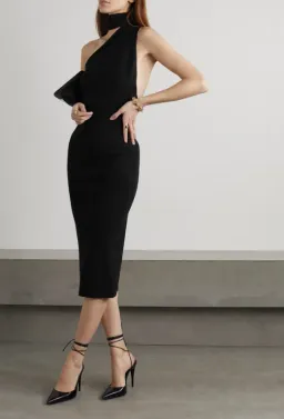 Solace London Black Aria Midi Dress Size S/AU 10 for rent on The Volte - image 1