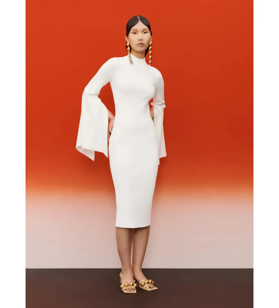 Solace London Ami Midi Dress in Cream Size S/AU 8 for rent on The Volte - main image
