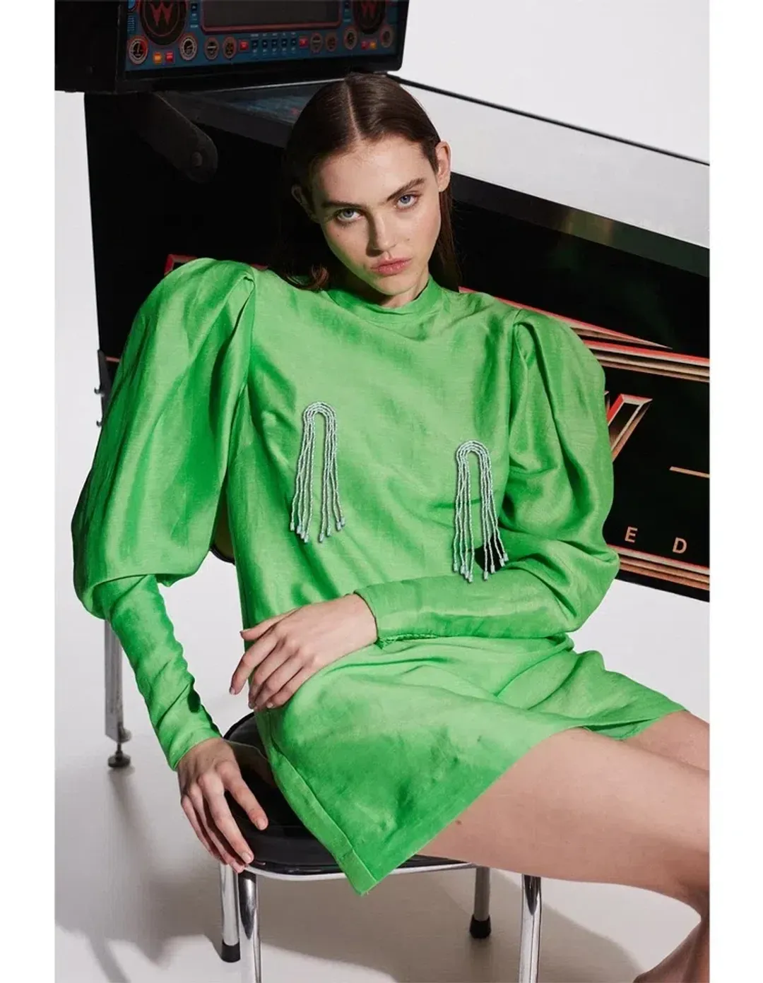 Alemais Dazzle Mini Dress in Green Size AU 8 for rent on The Volte - main image