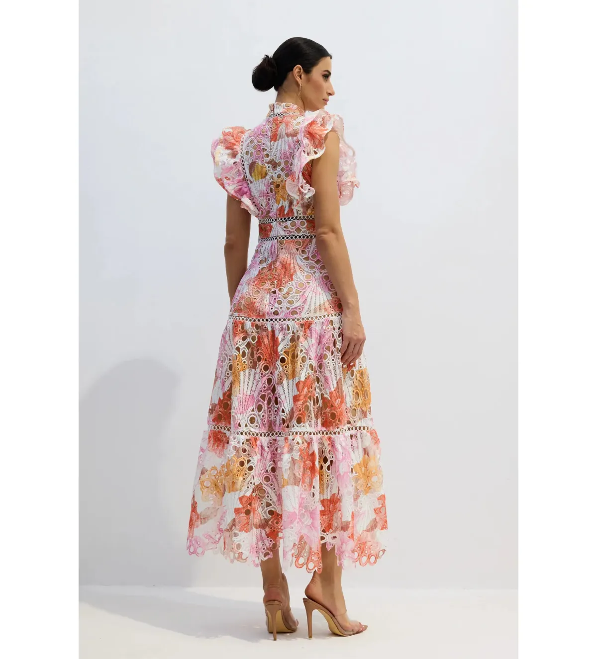 Sunfere Hilda Print Lace Embroidered Maxi Dress Multi Size XL (AU16) - Image 4