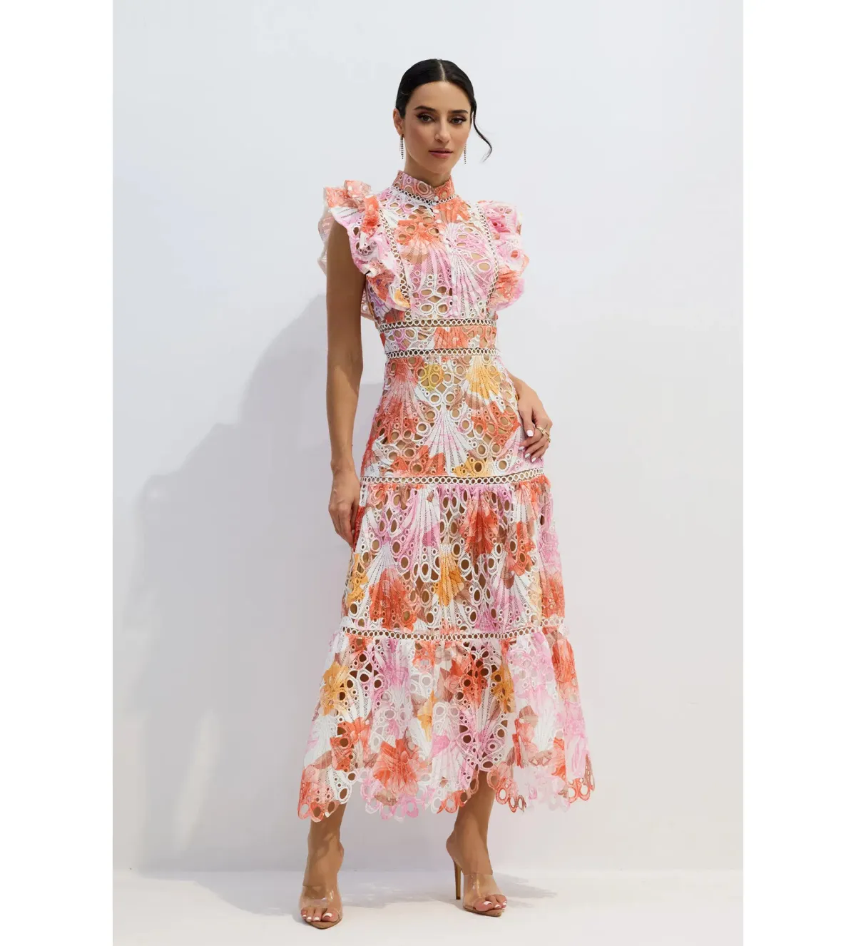 Sunfere Hilda Print Lace Embroidered Maxi Dress Multi Size XL (AU16) - Image 1