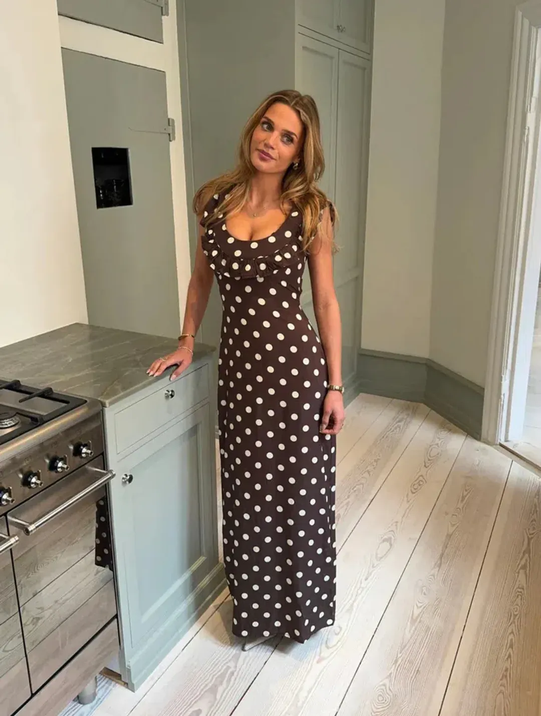 Design by Si Luna Dress Brown/White Print Size M/L for rent on The Volte - main image