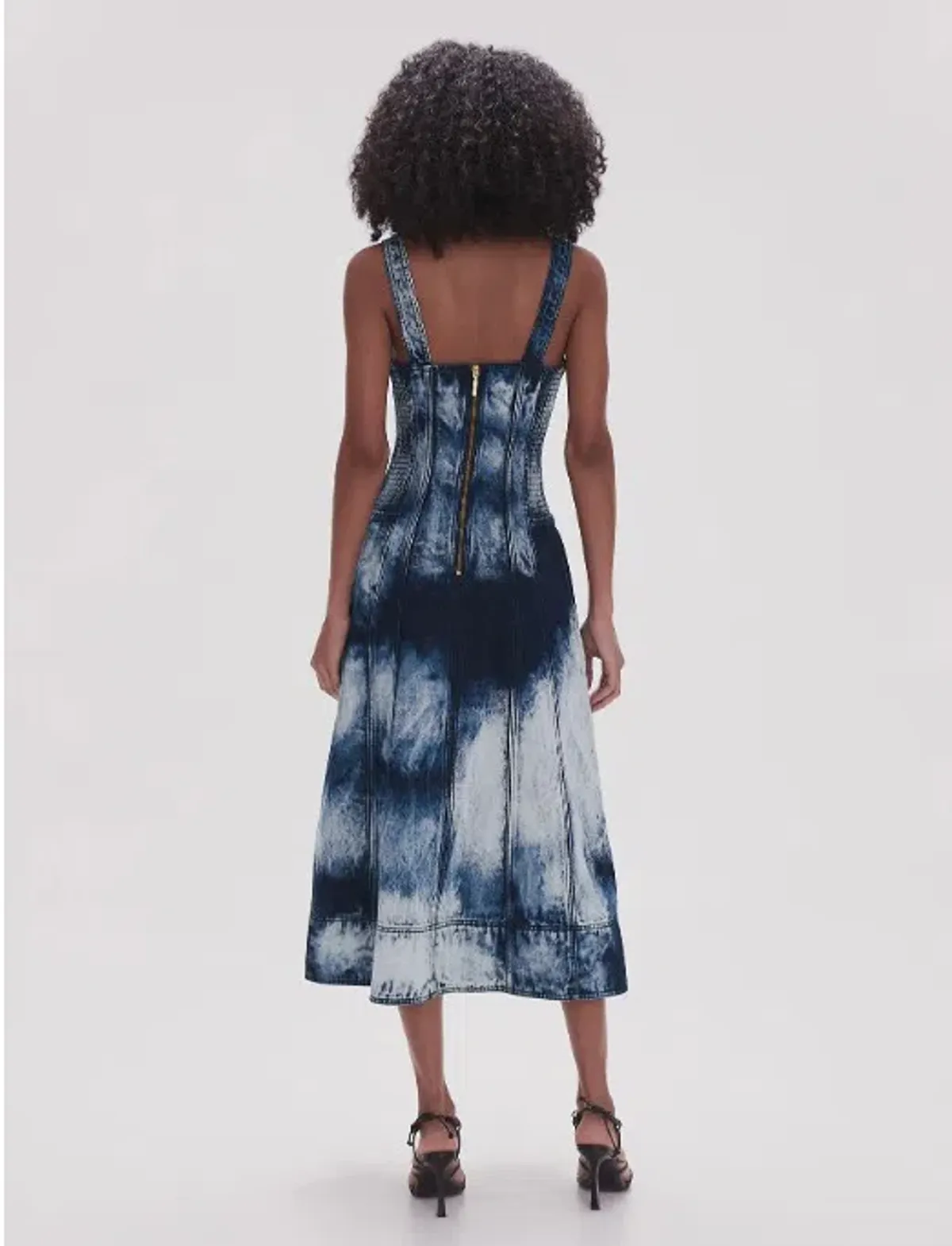 Aje Enigma Denim Midi Dress Tie Dye Indigo Size 12 - Image 2