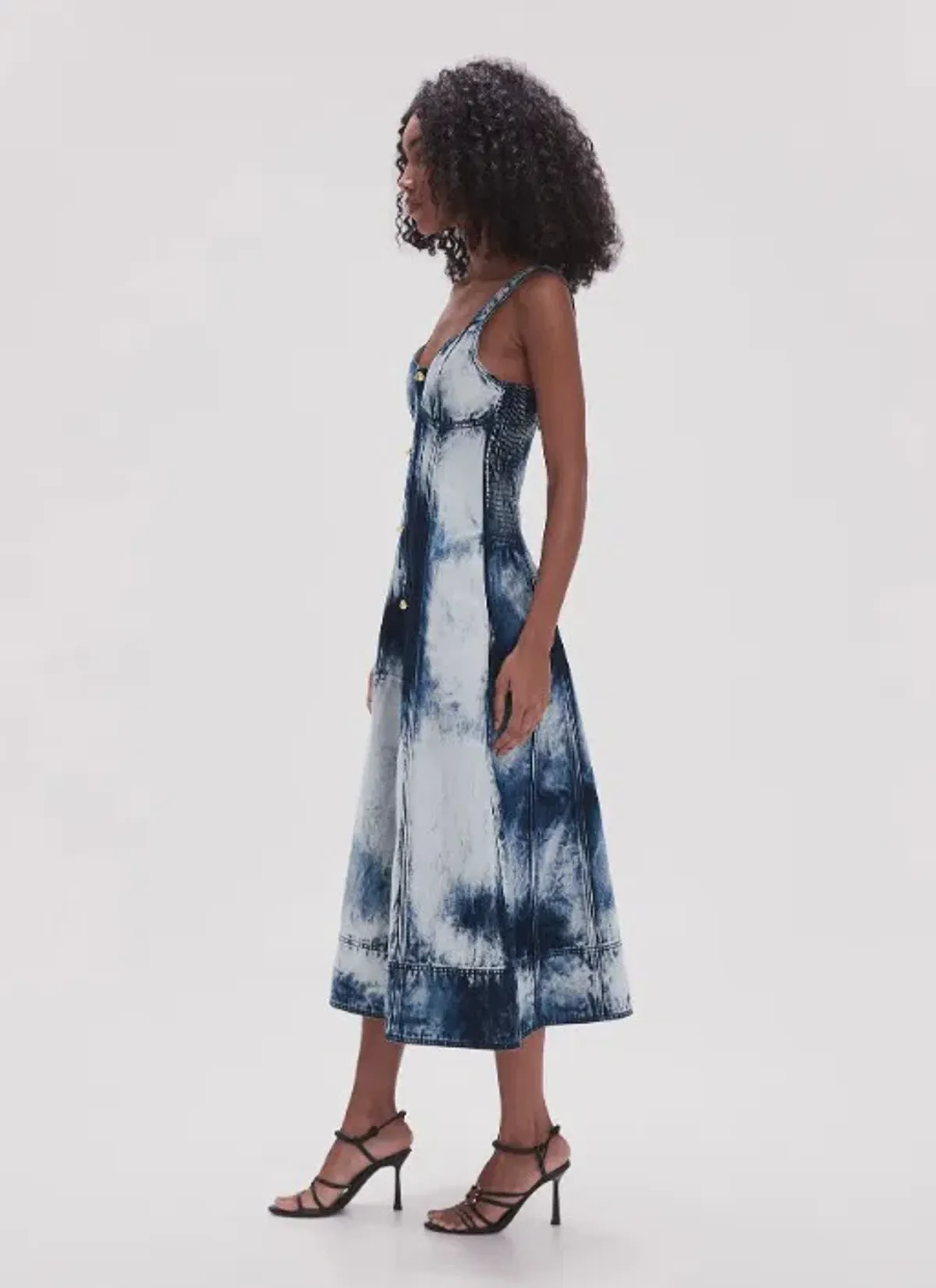 Aje Enigma Denim Midi Dress Tie Dye Indigo Size 12 - Image 3