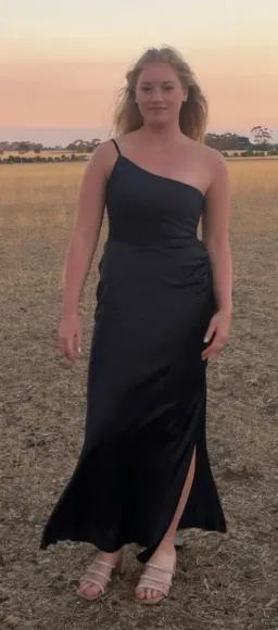 Forever New Navy One Shoulder Satin Maxi Dress for rent on The Volte - image 1