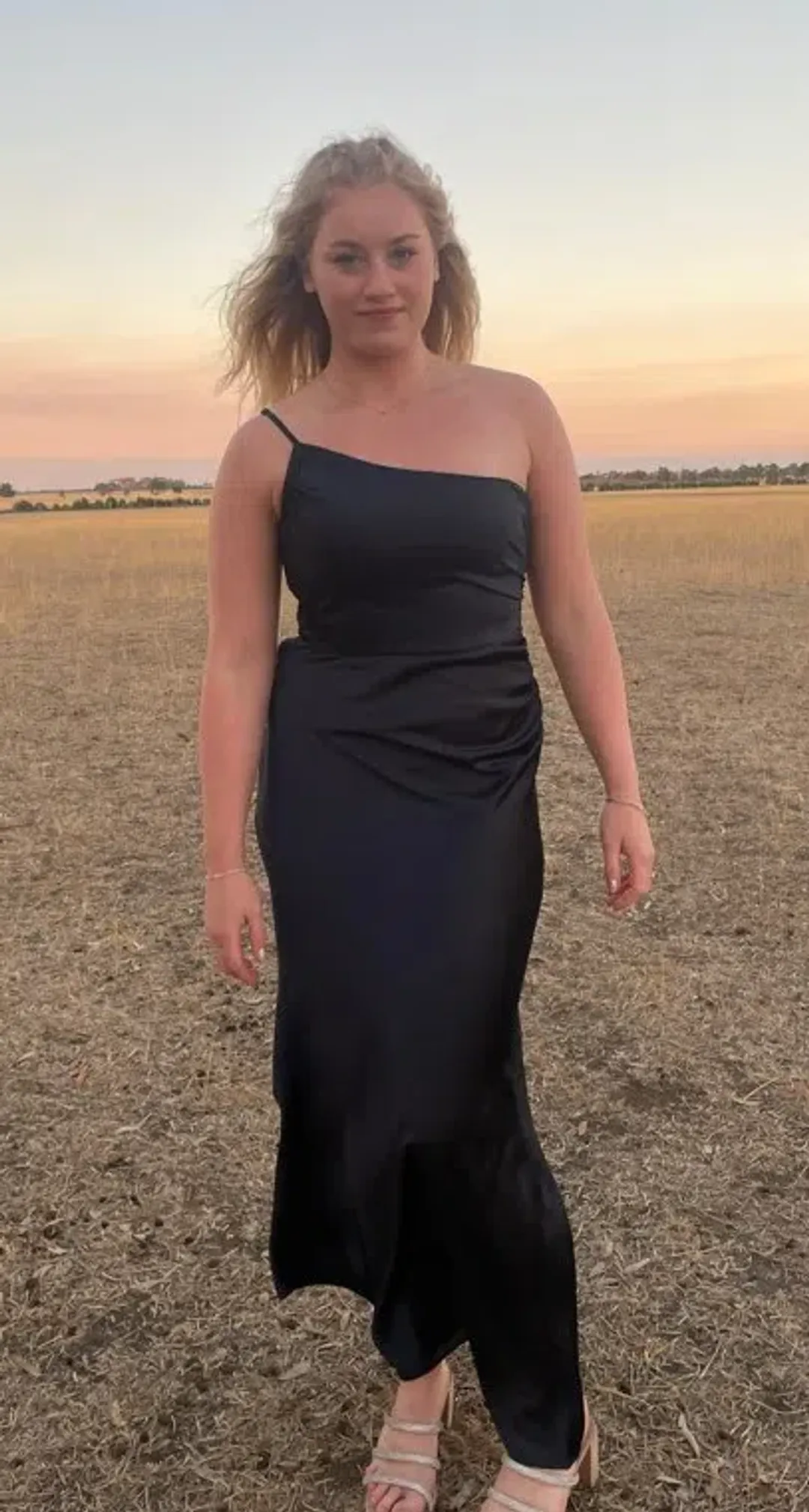 Forever New Navy One Shoulder Satin Maxi Dress for rent on The Volte - main image