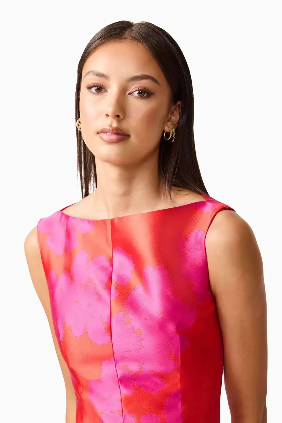 Elliat - Eloise A-Line Midi Dress in Pink & Red - Size 16 - Image 4