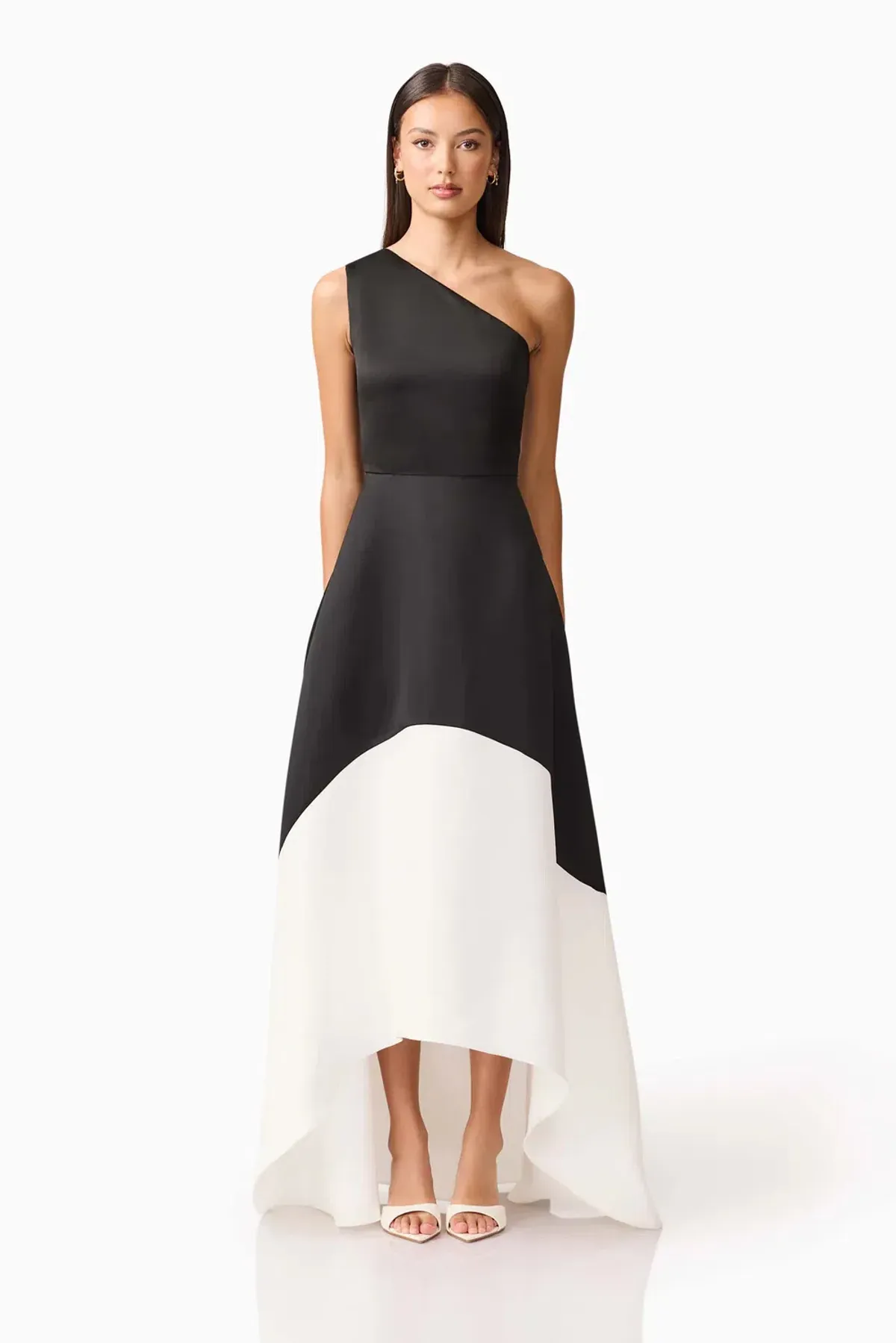 Elliat - Sorrel One Shoulder Gown in Black & White - Size 12 - Image 1