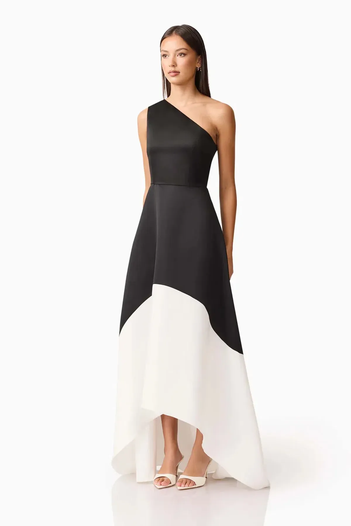 Elliat - Sorrel One Shoulder Gown in Black & White - Size 12 - Image 6