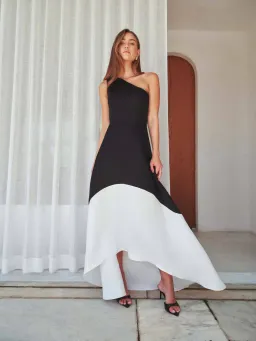 Elliat - Sorrel One Shoulder Gown in Black & White - Size 16 for rent on The Volte - image 3