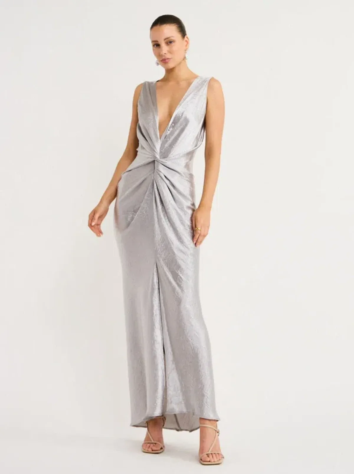 One Fell Swoop Gaia Dress Maxi Silver Size AU 10 - Image 1