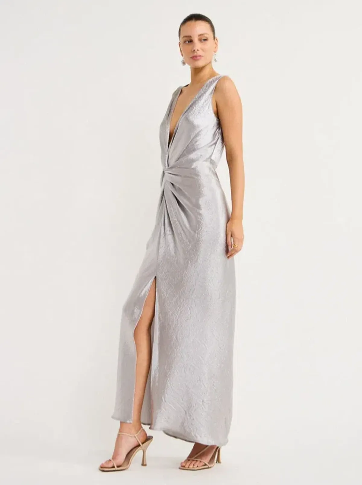 One Fell Swoop Gaia Dress Maxi Silver Size AU 10 - Image 3