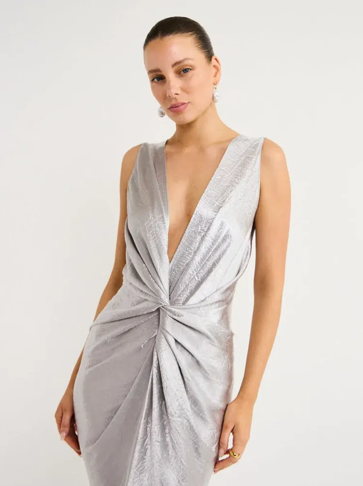 One Fell Swoop Gaia Dress Maxi Silver Size AU 10 - Image 2