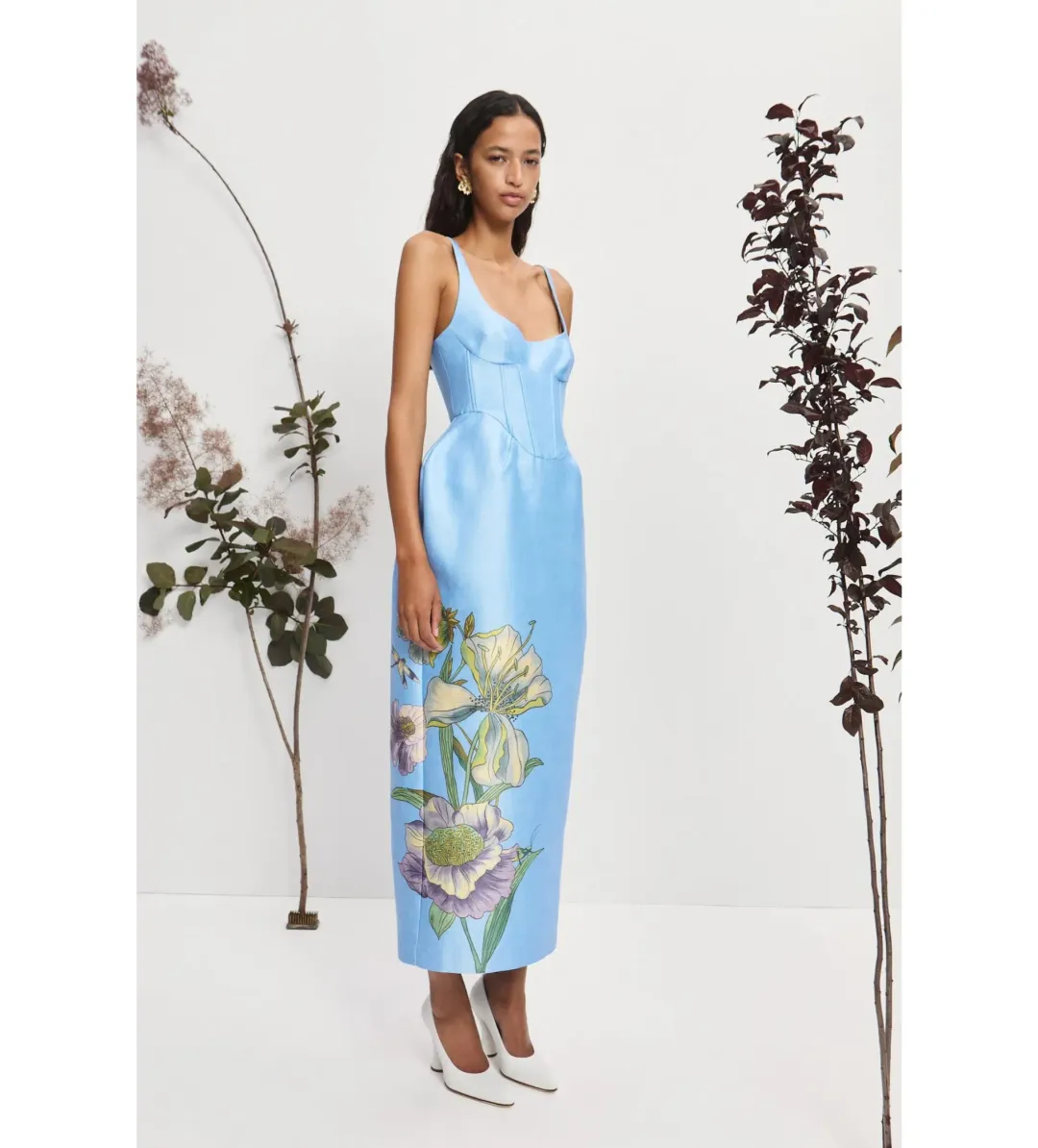 Alemais Donata Taffeta Maxi Gown Blue Print Size 12 for rent on The Volte - main image