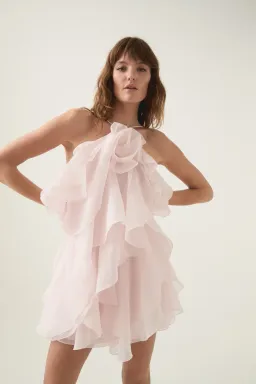 Aje Pandorea Layered Mini Dress Pastel Pink Size 10 for rent on The Volte - image 5