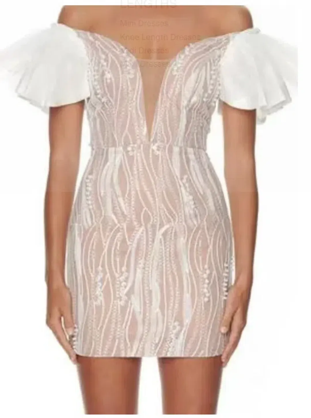 Eliya The Label Trinity Mini Dress Nude/White Size M / Au 10 for rent on The Volte - main image