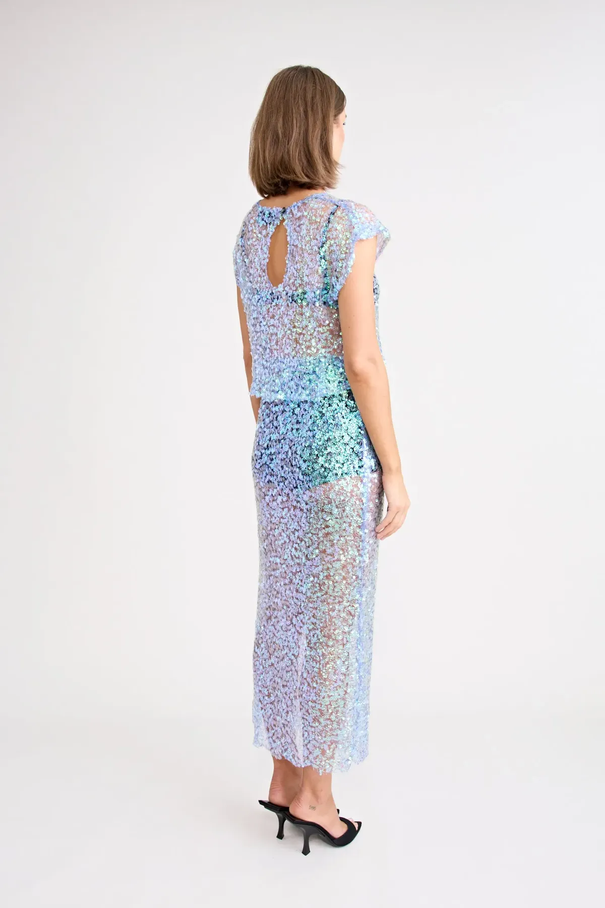 Pfeiffer Delphine Skirt in Aquamarine Sequin Size M / AU 10 - Image 4
