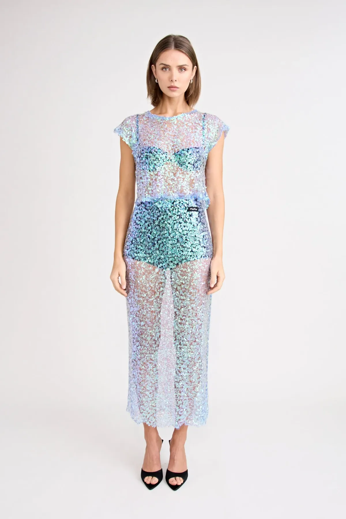 Pfeiffer Delphine Skirt in Aquamarine Sequin Size M / AU 10 - Image 2