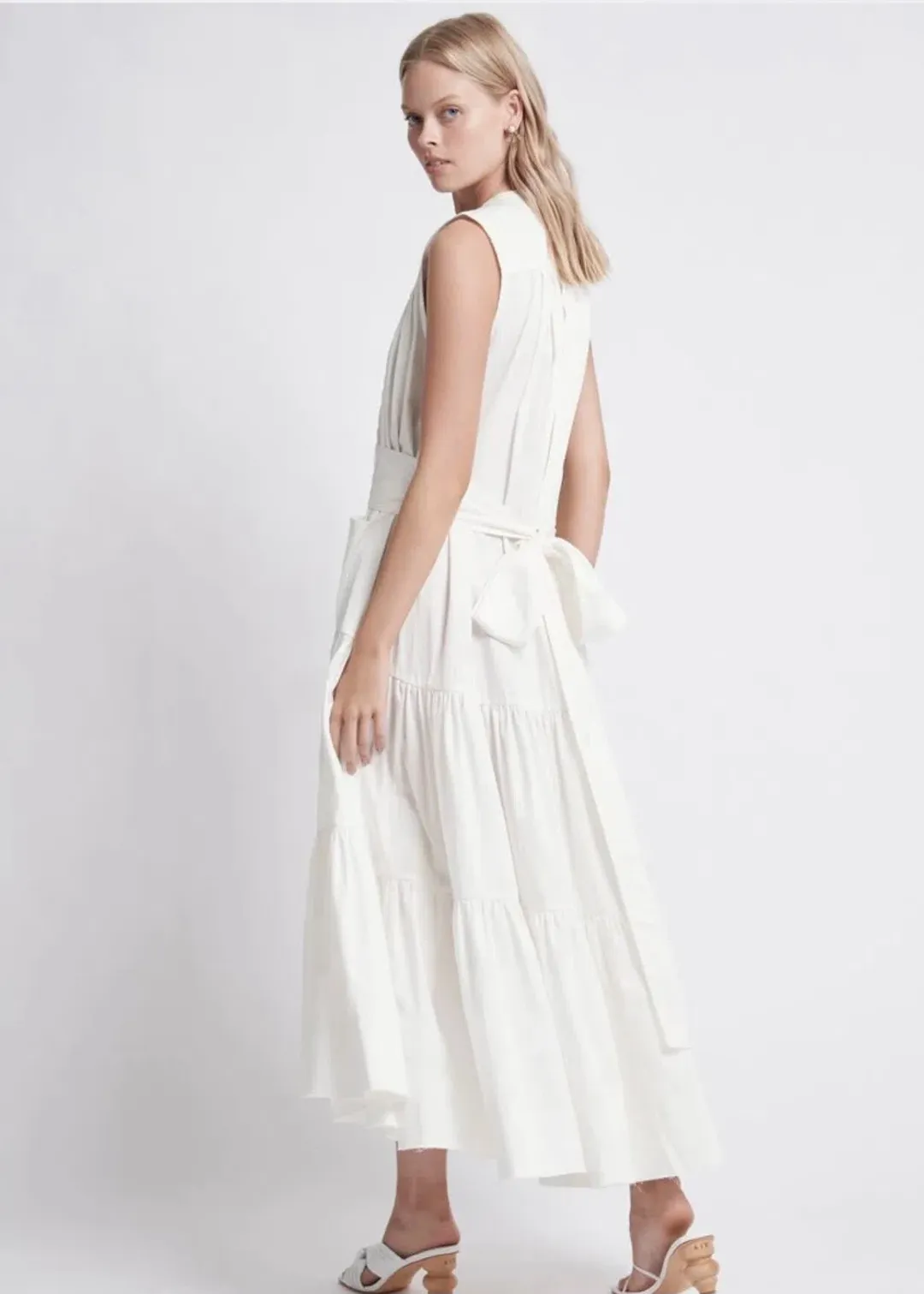 Aje The Hushed Maxi Dress White Size 8 for rent on The Volte - main image