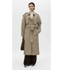 Camilla and Marc Palazzo Wool Trench Coat in Mottle Brown Size XXS/ AU 4 for rent on The Volte - image 1
