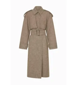 Camilla and Marc Palazzo Wool Trench Coat in Mottle Brown Size XXS/ AU 4 for rent on The Volte - image 4
