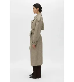 Camilla and Marc Palazzo Wool Trench Coat in Mottle Brown Size XXS/ AU 4 for rent on The Volte - image 3