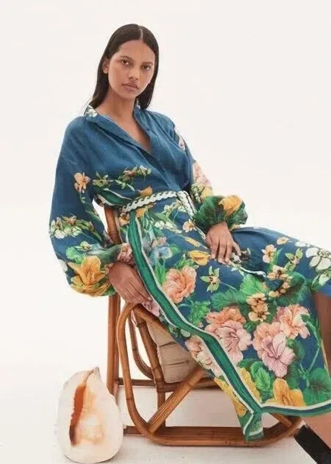 Alemais Lyla Midi Shirt Dress Blue Floral Size 16 for rent on The Volte - main image