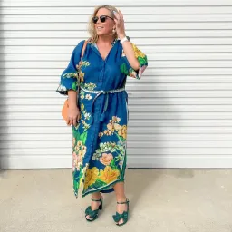Alemais Lyla Midi Shirt Dress Blue Floral Size 16 for rent on The Volte - image 4