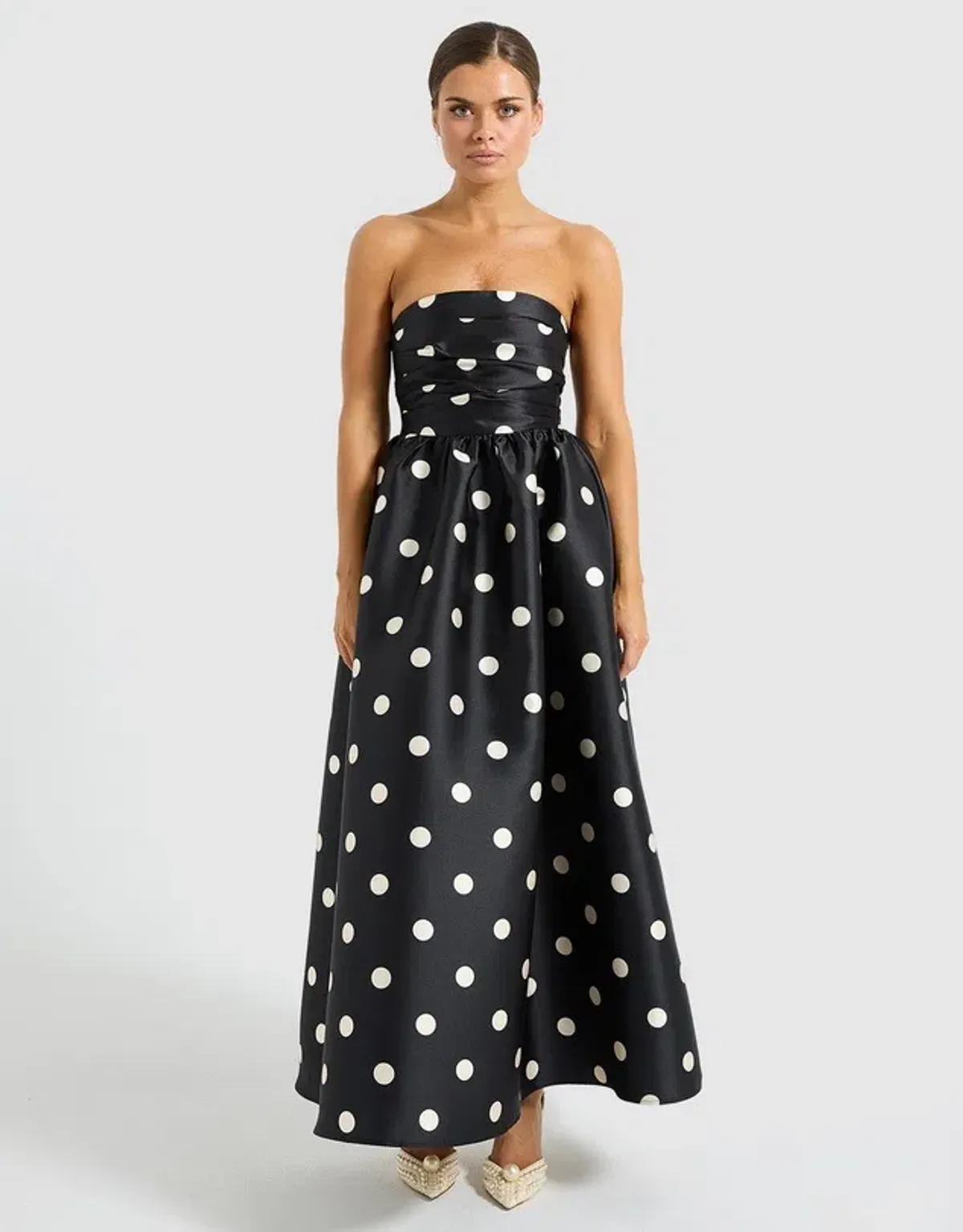 Pasduchas Dottie Strapless Midi Dress Black/Cream Size 12 - Image 1