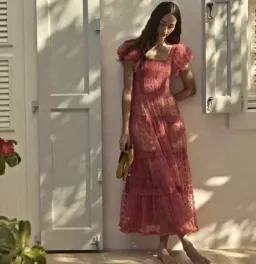 Nadette Lace-trimmed Embroidered Tulle Maxi Dress Pink Size M/AU 10 for rent on The Volte - image 4